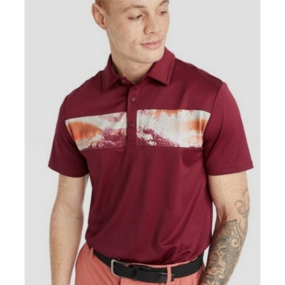 All in Motion Chest Stripe Polo Maroon Size M - Picture 1 of 11